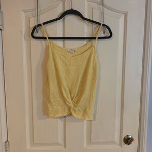 Yellow Tie Front Knot Spaghetti Strap Camisole Blouse